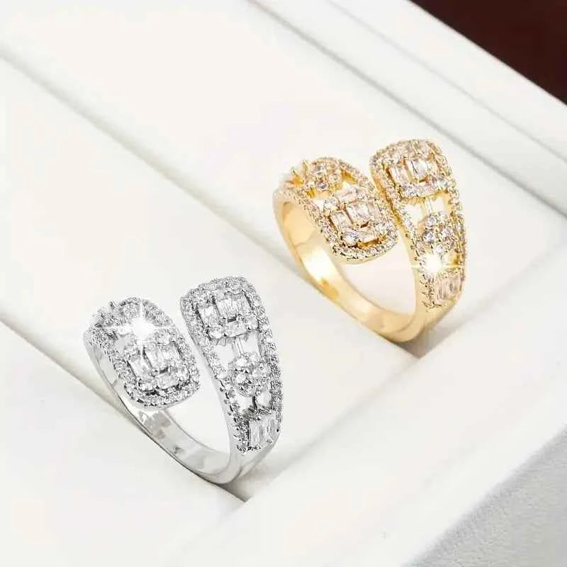 T0808 Women's White Gold Emerald Cut Diamond Engagement Ring With Natural G Color Diamonds