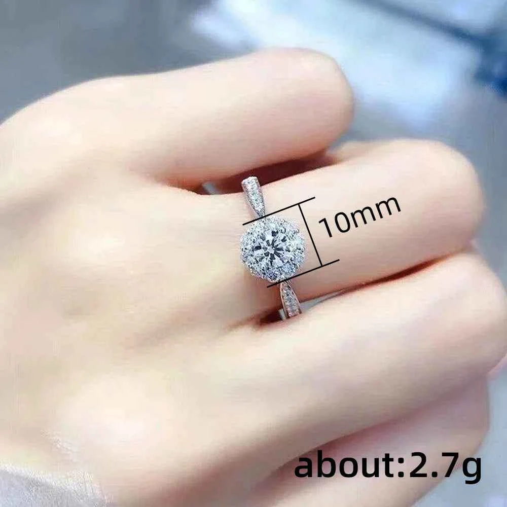 F1458 Diamond Ring White Gold Round Brilliant Cut Natural Diamond Engagement Women's G Color Halo Design