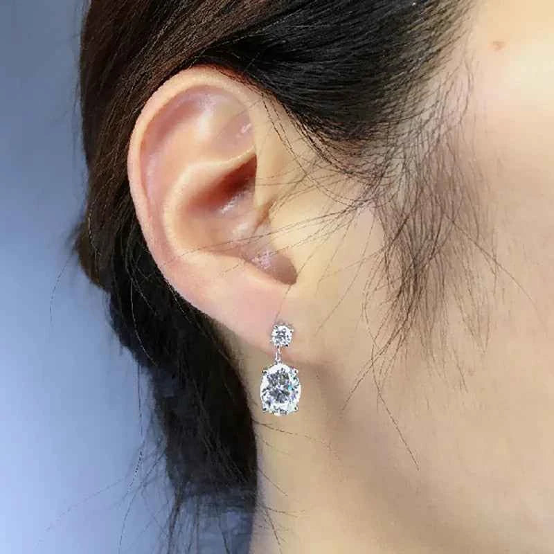 White Gold Diamond Earrings Oval Cut D Color Natural GIA Certified Classic Wedding Women's Jewelry