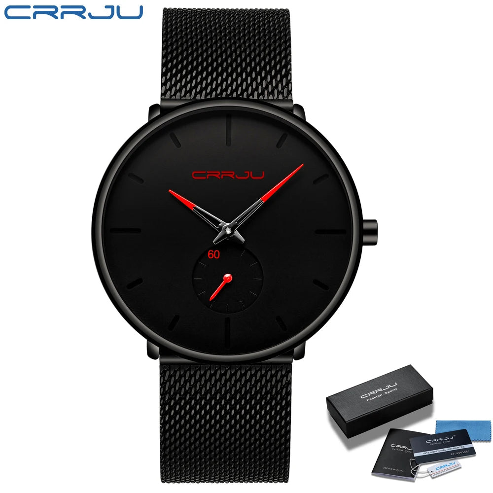 Luxury Mens Quartz Watch - Slim Stainless Steel Mesh Waterproof Design