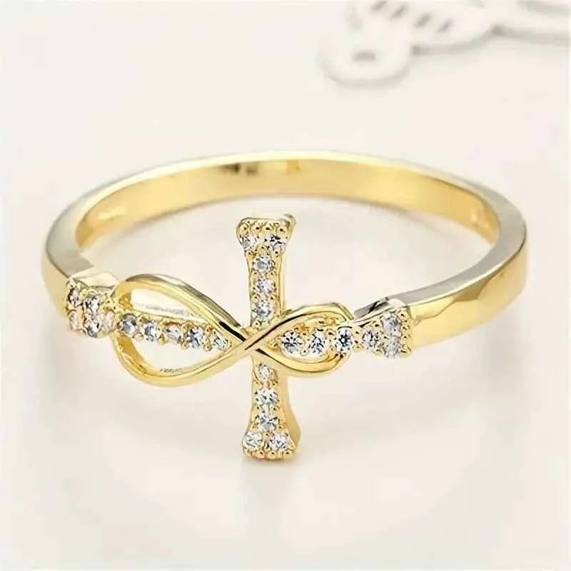 H333 Religious Diamond Ring Yellow Gold Round Brilliant Cut Natural G Color Unisex For Ceremonies