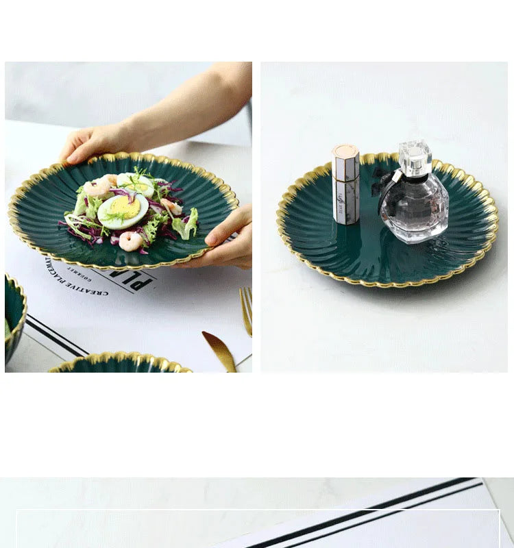 Elegant Vintage Ceramic Dinnerware Set - Gold Rim Design