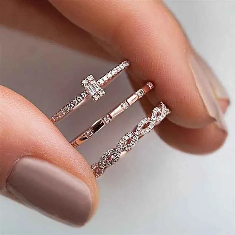 Emerald cut engagement ring - rose gold with natural G color diamond and side diamonds