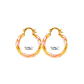 Gold hoop earrings - multicolor twisted design with 18K gold plating