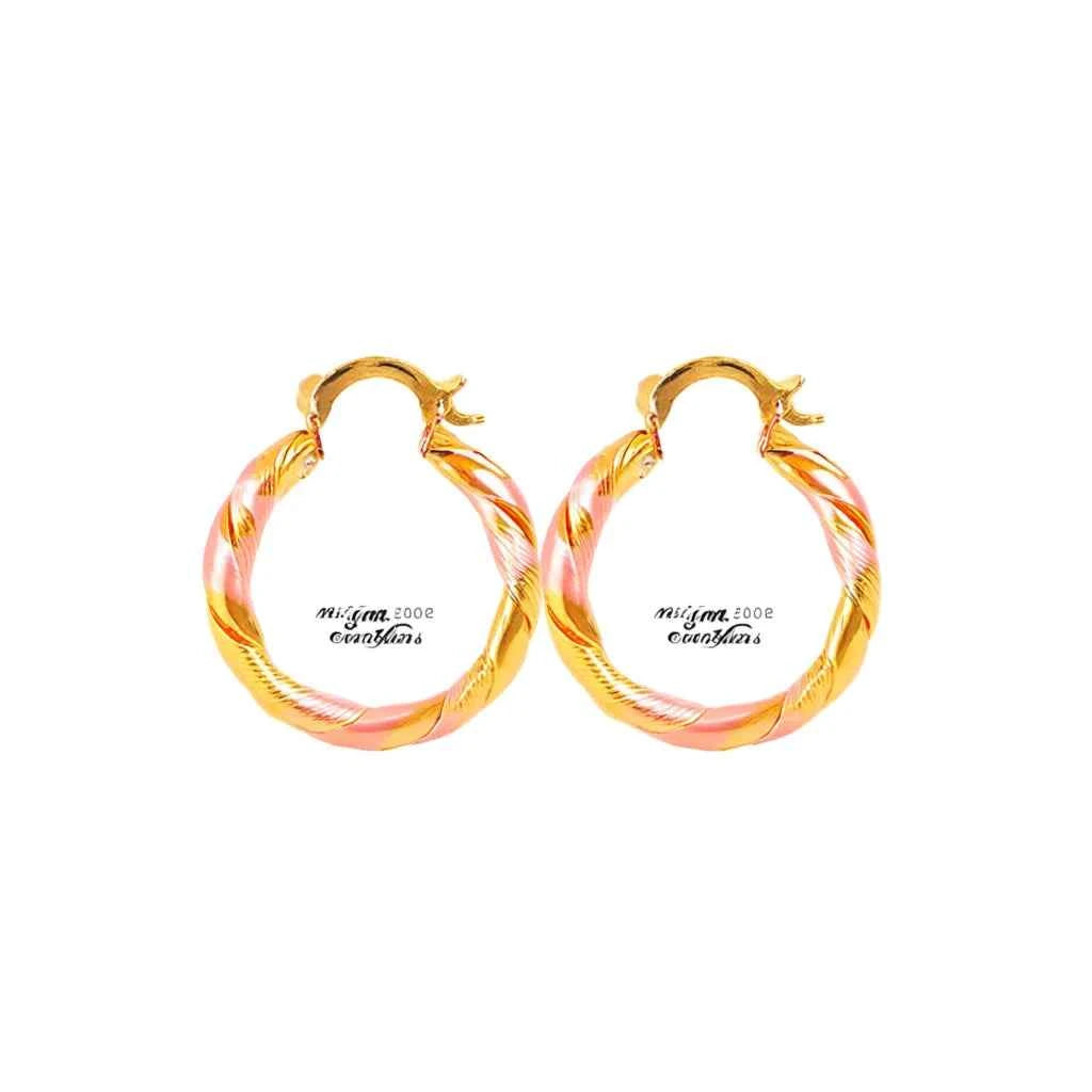 Gold hoop earrings - multicolor twisted design with 18K gold plating