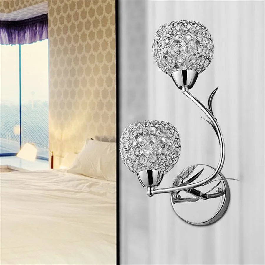 Luxury Crystal Bedside Wall Light Fixture - Elegant Home Decor