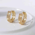 Gold plated hoop earrings with crystal rhinestones - sparkling jewelry for women