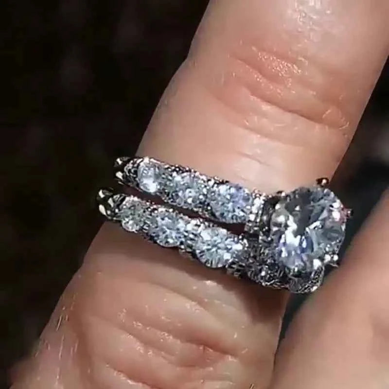 F254 Diamond Ring White Gold Round Brilliant Cut Natural Diamond Engagement Women's Jewelry D Color