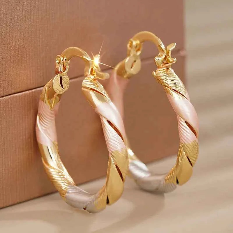 Miyan.2002 Evan&hans Hoop Earrings 18K Gold Plated Zinc Alloy Multicolor Trendy Women's Fashion Jewelry