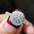 1 carat diamond engagement ring - round brilliant D color white diamond halo setting