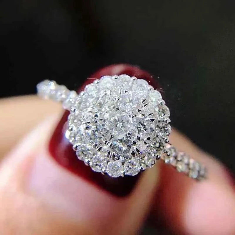 1 carat diamond engagement ring - round brilliant D color white diamond halo setting