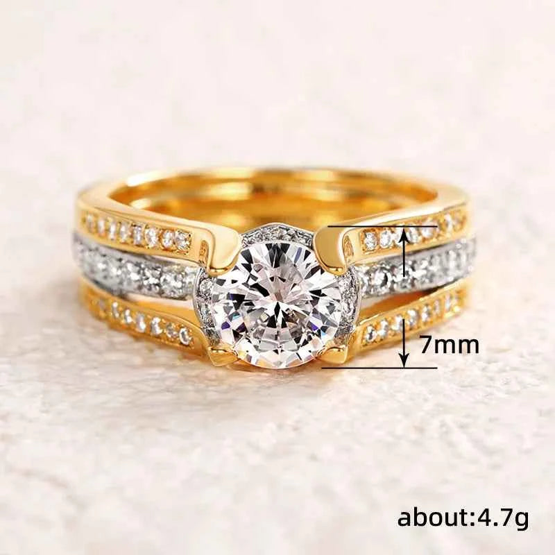 Q419 Women's 18K Solid Gold Diamond Ring Round Brilliant Cut Natural G Color Engagement Ring with Side Diamonds