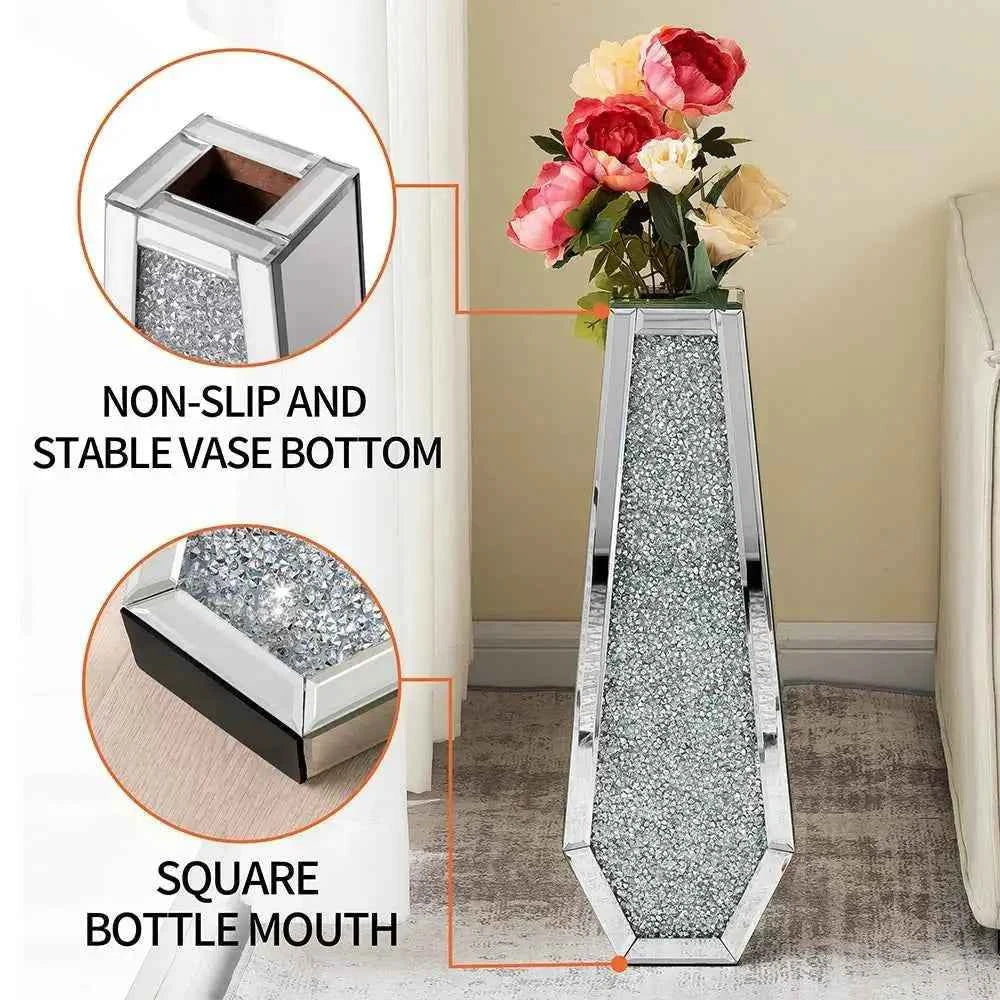 Luxury Floor Vase - Elegant Tall Mirrored Glass Display