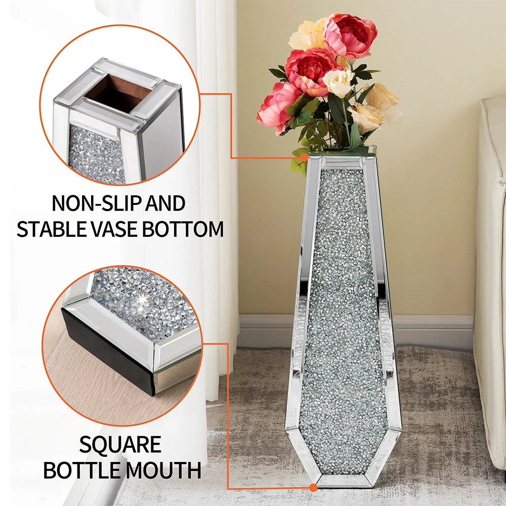 Luxury Floor Mirror Vase - Tall Decorative Glass Floor Vase for Elegant Indoor Decor - Tulique