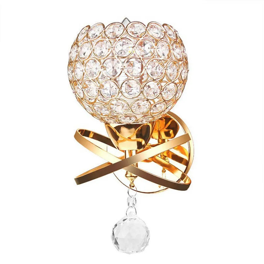 Luxury Crystal Bedside Wall Light Fixture - Elegant Home Decor