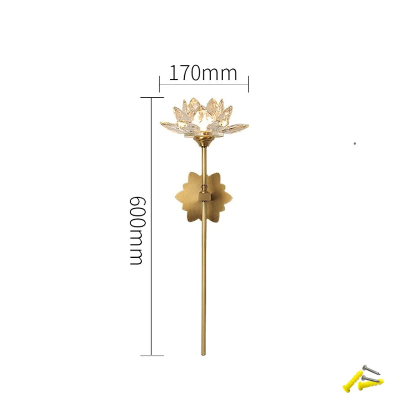 Elegant Crystal Wall Lamp - Lotus Shape LED Mirror Light