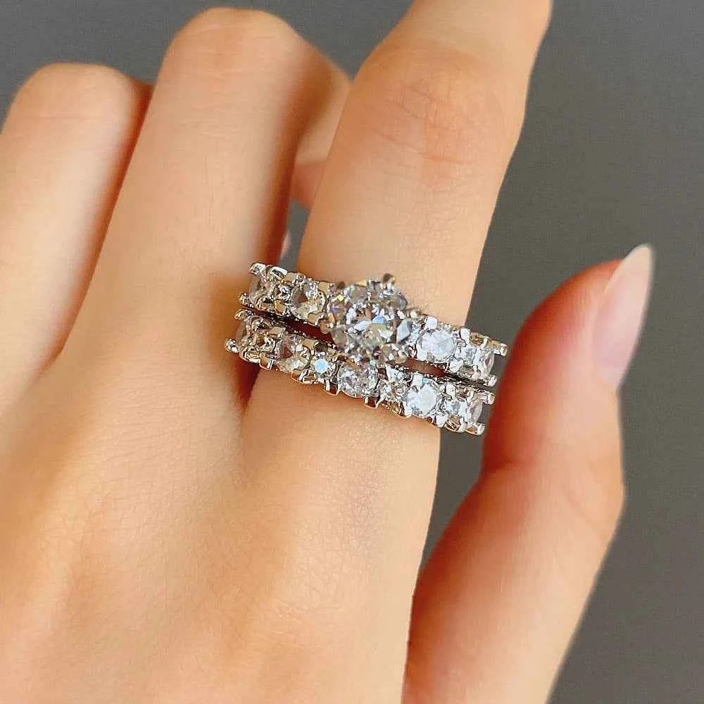 F1641 Women's White Gold Diamond Ring Round Brilliant Cut Natural G Color Engagement Jewelry
