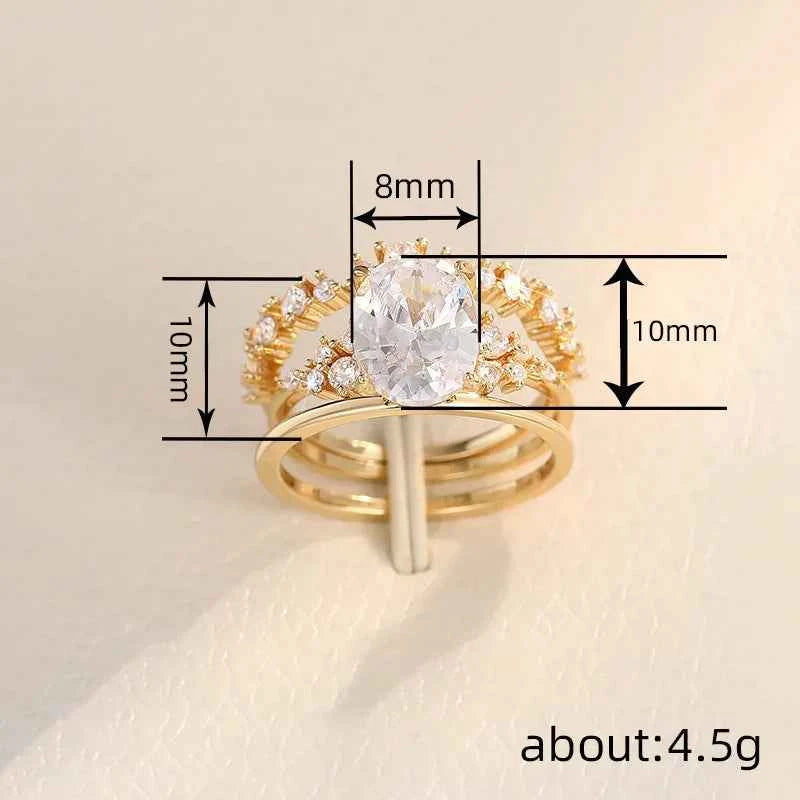T0425 Women's Yellow Gold Oval Cut Diamond Engagement Ring With Natural Side Diamonds D Color