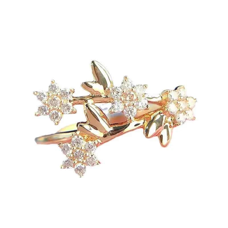 Q503 Flower Ring Women's Cubic Zirconia Pave Setting Engagement Fashion Rings Round Stone Lab Created Jewelry