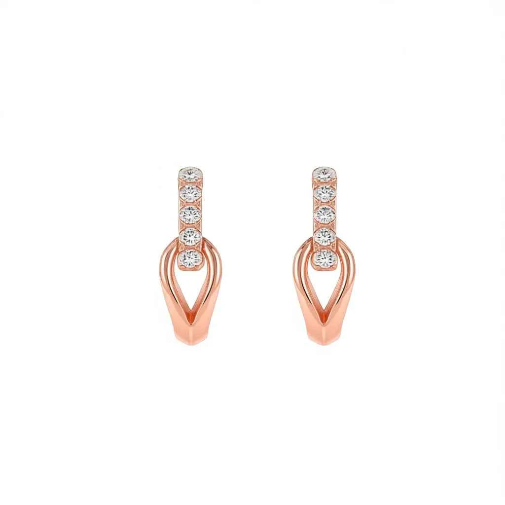 Rose gold diamond earrings - round brilliant cut G color natural diamonds on rose gold plating