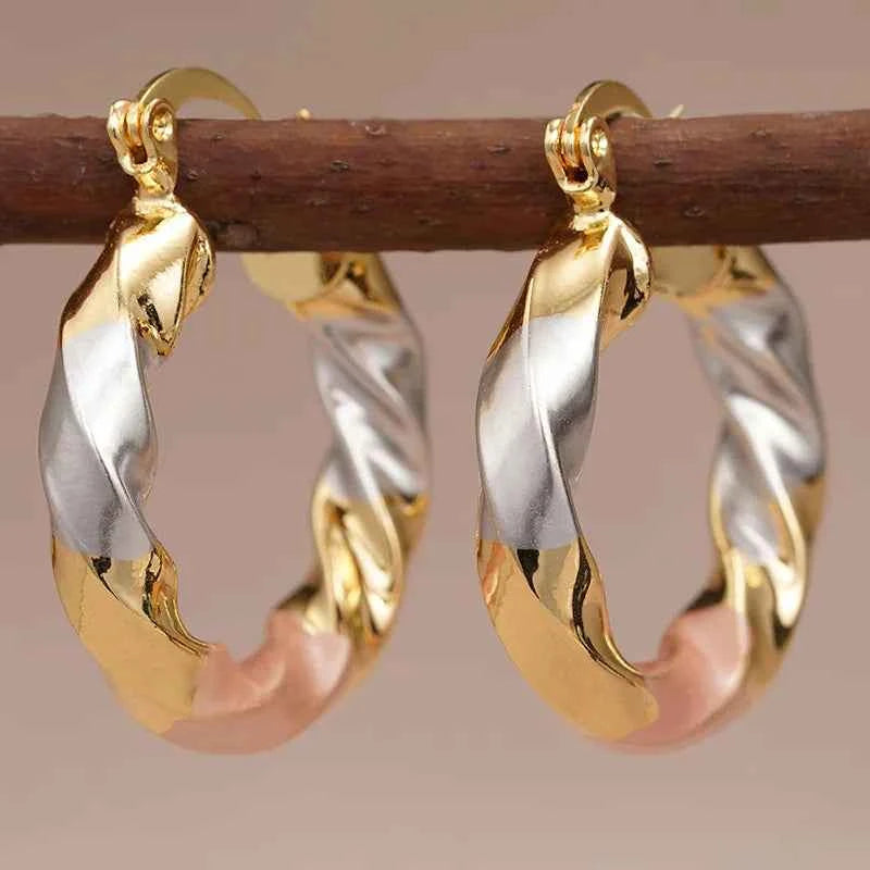 Miyan.2002 Evan&hans Hoop Earrings 18K Gold Plated Zinc Alloy Multicolor Trendy Women's Fashion Jewelry