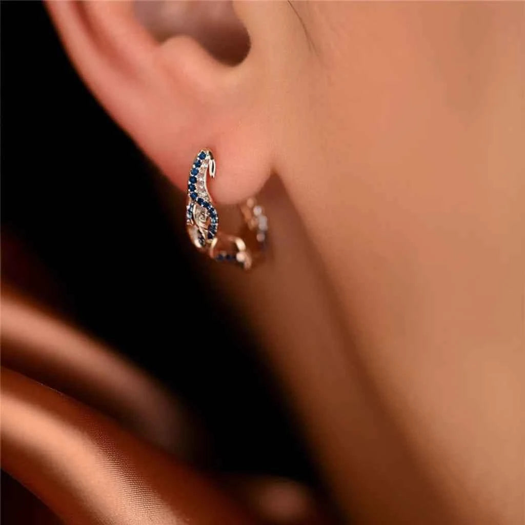 E2825 Zinc Alloy Rose Gold Plated Huggie Earrings with Zircon Wings Design for Women Party Fashion Jewelry