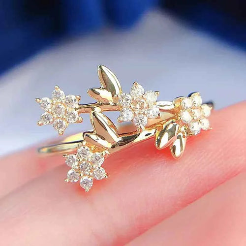 Q503 Flower Ring Women's Cubic Zirconia Pave Setting Engagement Fashion Rings Round Stone Lab Created Jewelry