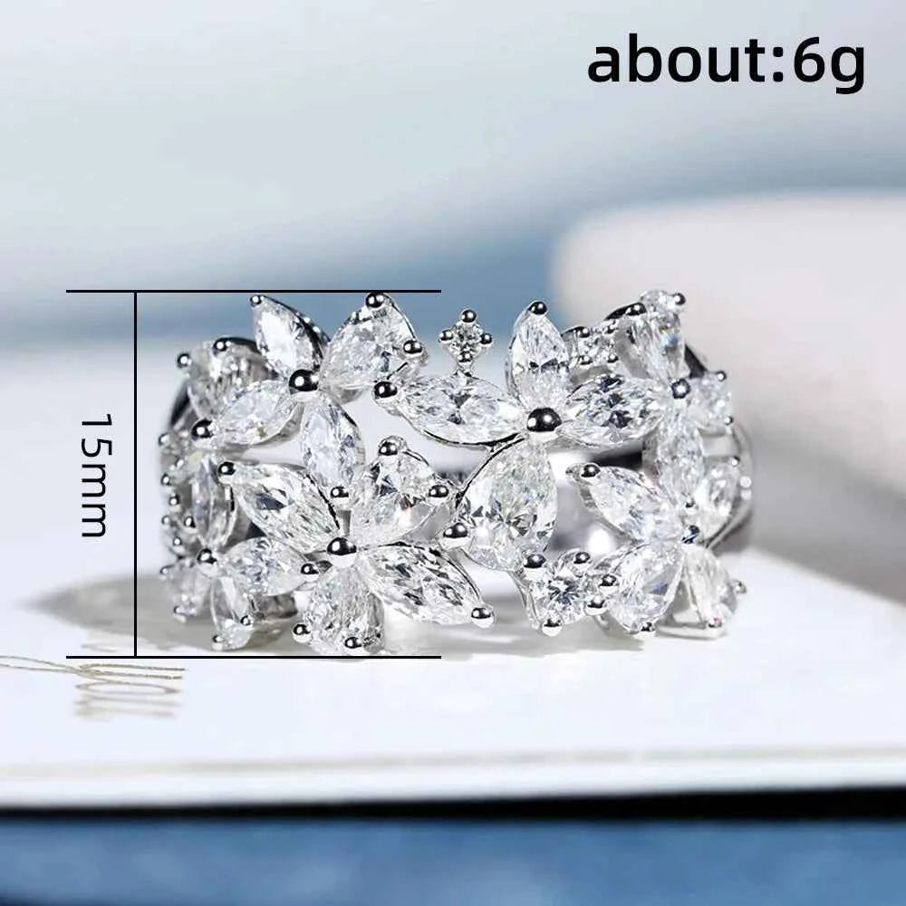 F1567 White Gold Diamond Ring Marquise Cut Natural D Color Women's Romantic Wedding Jewelry