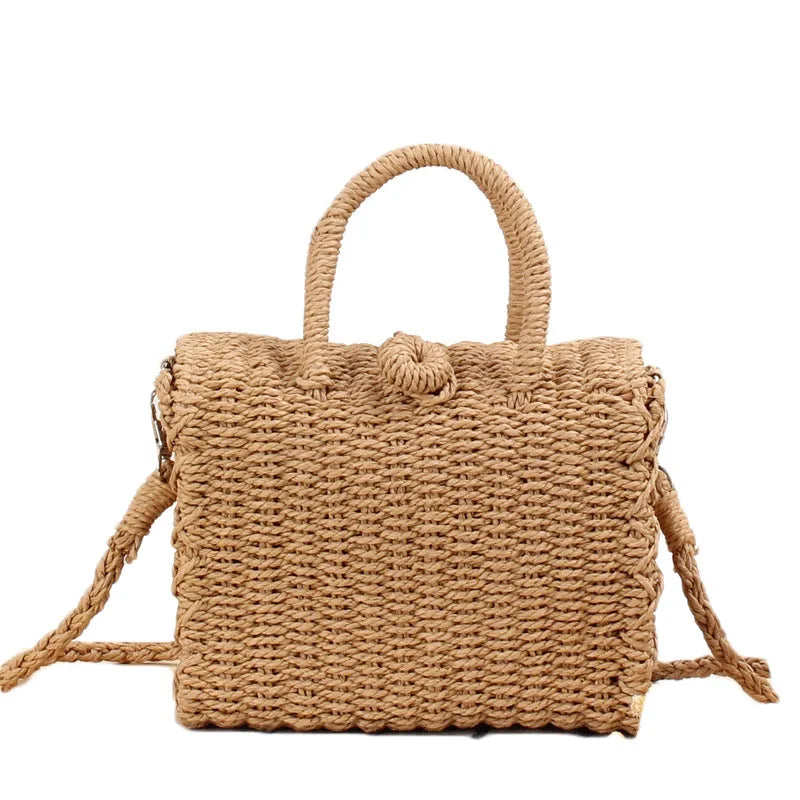 Elegant Straw Beach Bag - Handmade Bohemian Tote