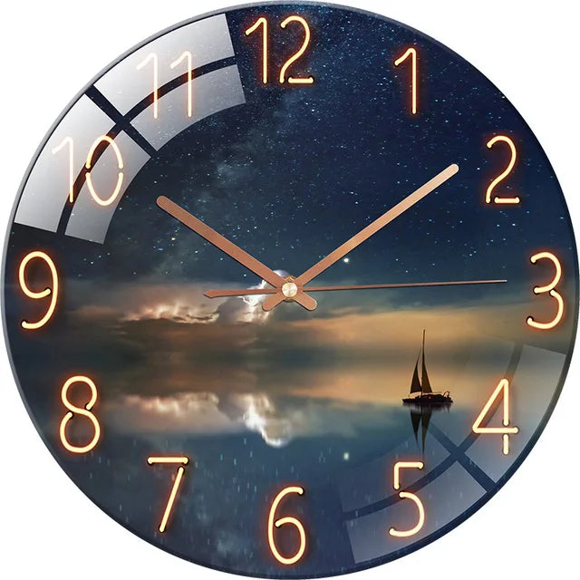 Elegant Modern Glass Wall Clock - Light Luxury Art
