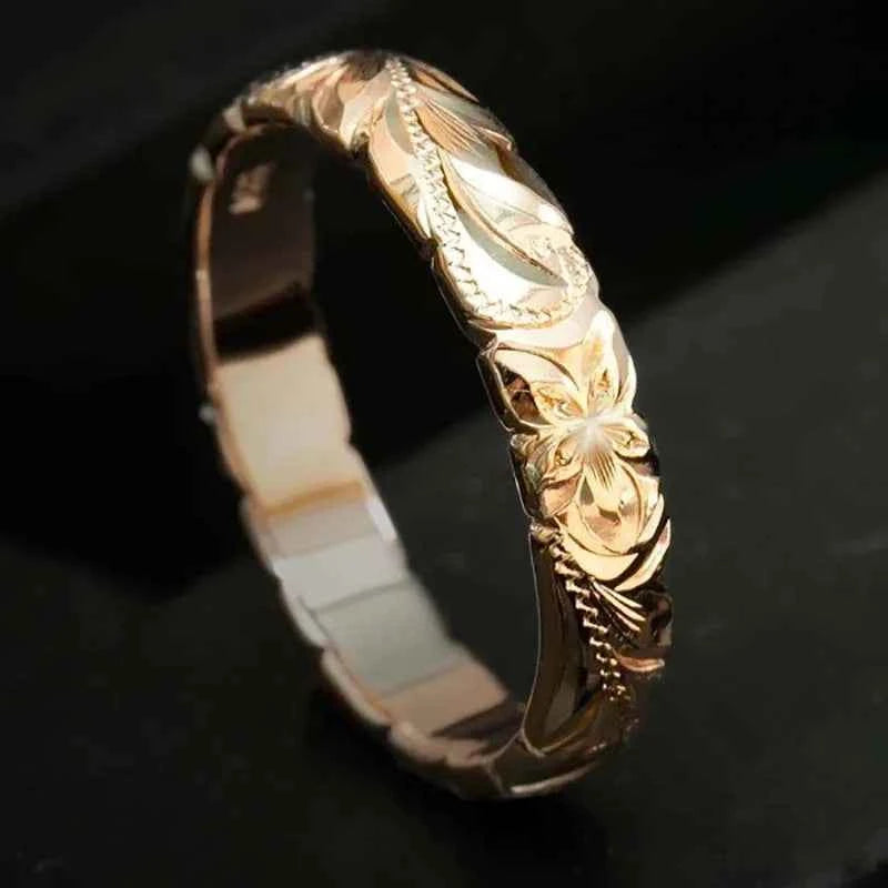 Floating Rose Ring Wedding Gift Band Style Finger Jewelry for Women Elegant Floral Design