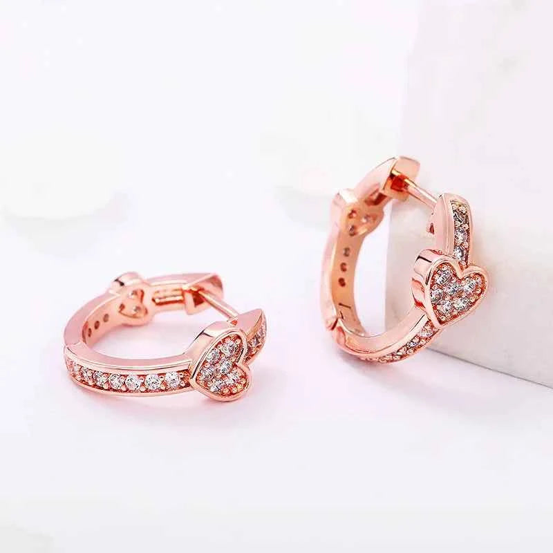 Rose Gold Heart Cut Diamond Earrings for Women Everyday Wear Natural Diamond Studs Rose Gold Plated Jewelry