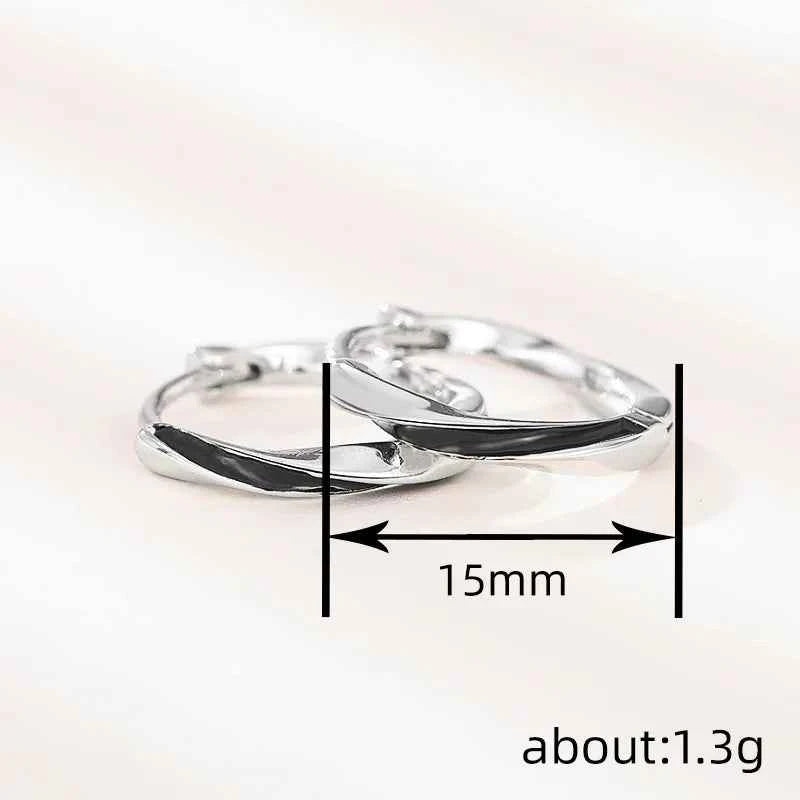 Minimalist 925 Silver Hoop Earrings Rhodium Plated Geometric Design Unisex Everyday Wear White Gold Color