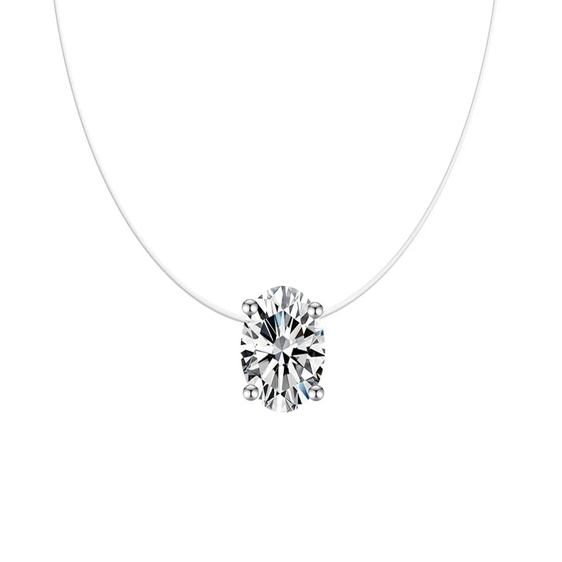 Elegant Oval Zircon Necklace - Invisible Transparent Choker