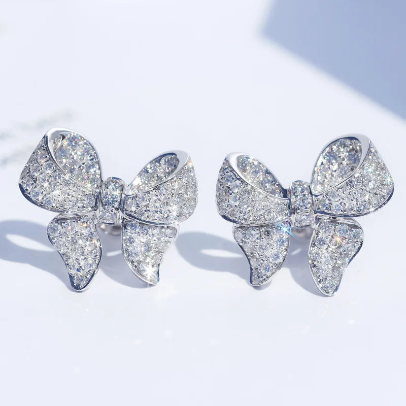 Crystal Bowknot Stud Earrings - Premium Rhinestone Party Jewelry