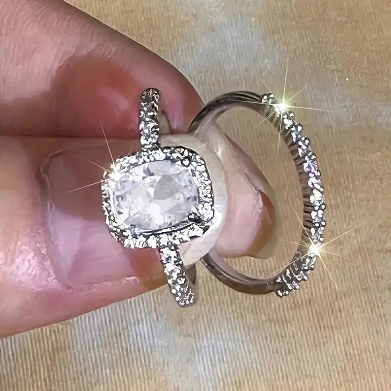 Elegant Cushion Cut Engagement Ring - Natural Diamond Halo