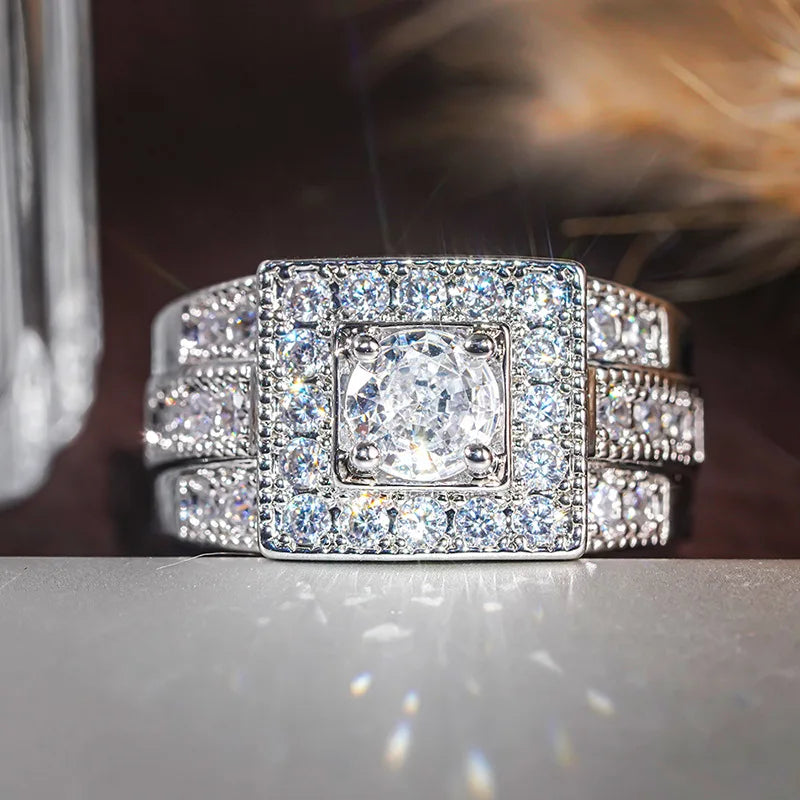 Princess Cut Engagement Ring - Natural D Color Diamond in White Gold