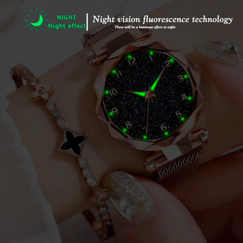 Elegant Magnetic Starry Sky Watch - Women's Quartz Wristwatch