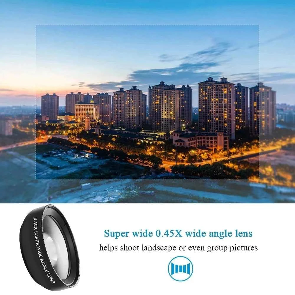 Universal Mobile Phone Lens - 0.45X Wide Angle & 12.5X Macro HD