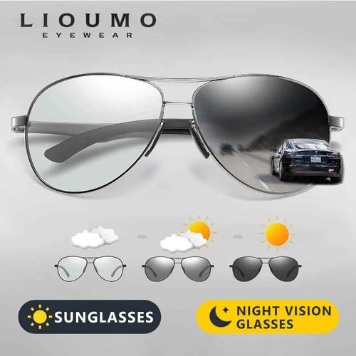 Classic Pilot Photochromic Sunglasses - Polarized Anti-Glare
