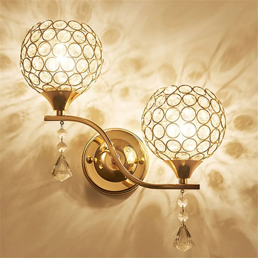 Luxury Crystal Bedside Wall Light Fixture - Elegant Home Decor