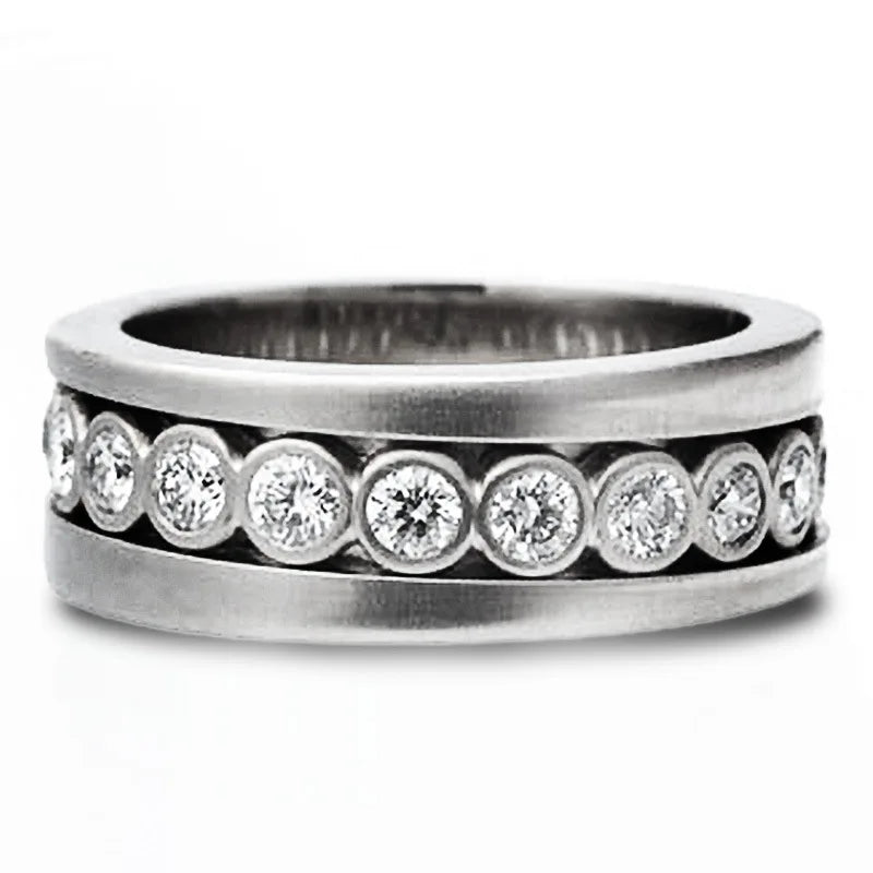 Premium White Gold Eternity Band - Round Brilliant Diamond Ring