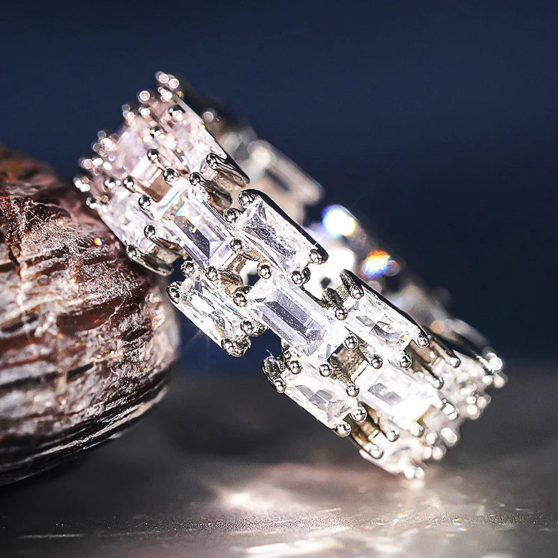 Emerald Cut Diamond Ring - Premium D Color White Gold