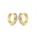 Solid gold hoop earrings - rose gold round brilliant cut diamond hoops on model