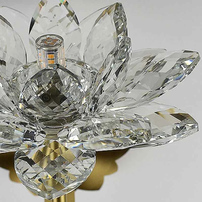 Elegant Crystal Wall Lamp - Lotus Shape LED Mirror Light