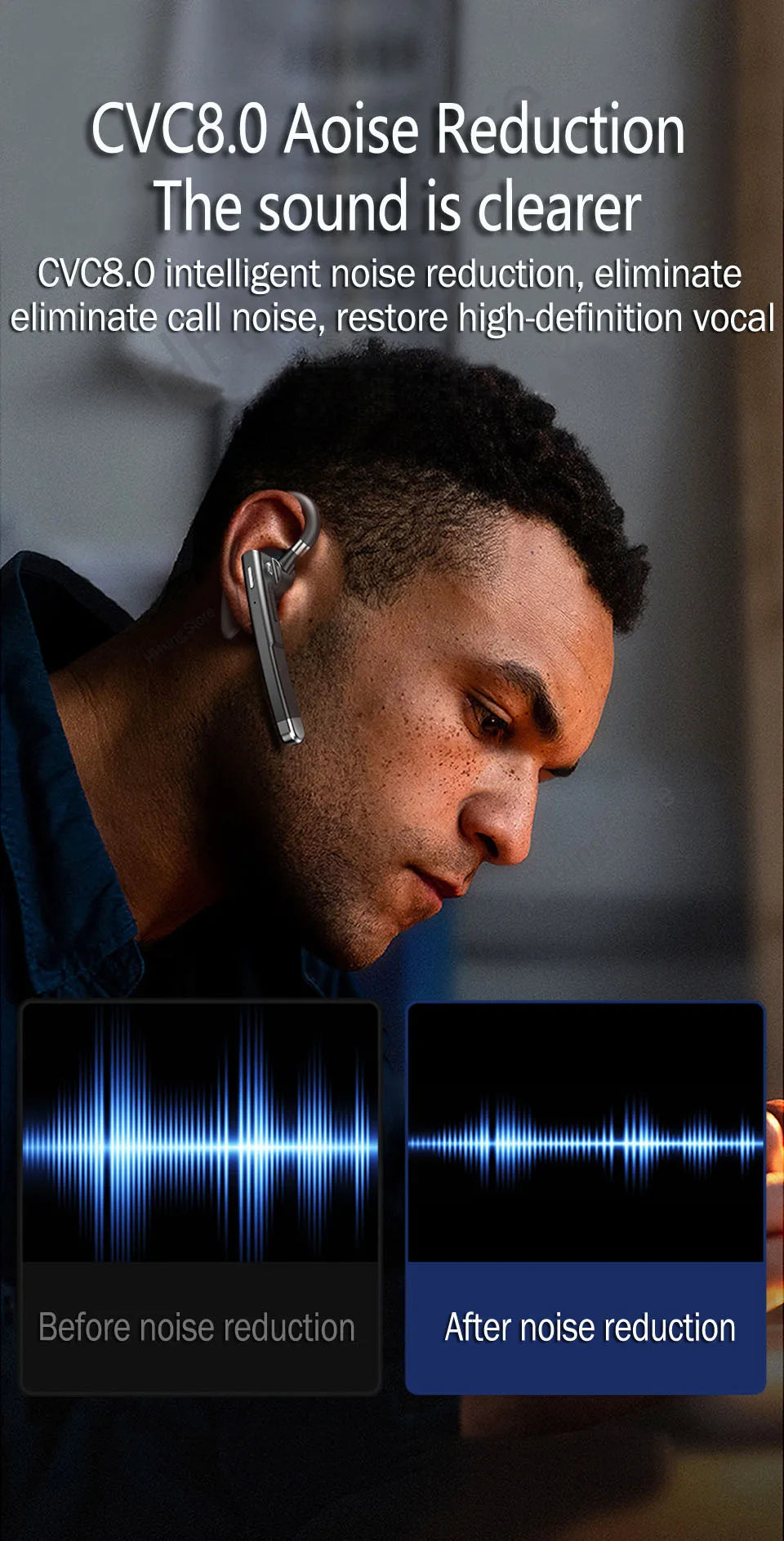 Premium Wireless Bluetooth Headset with Microphone & Noise Cancellation