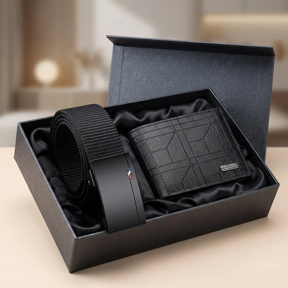 2pcs Fashion High Quality Men's Belt Wallet Set Simple and Versatile Men's Casual Belt Ideal Gift For Father and Boyfriend - Tulique