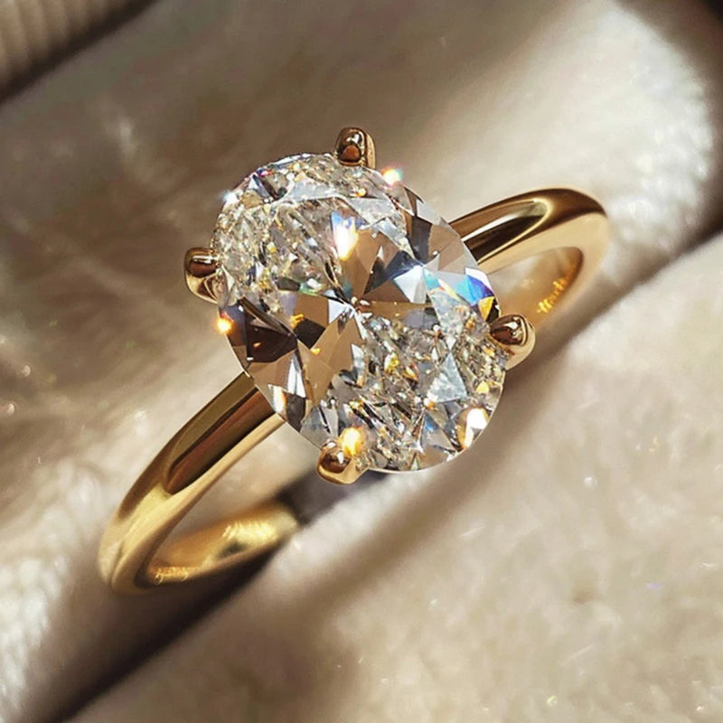 Luxury Sterling Silver Oval Stone Ring - Elegant Fine Jewelry