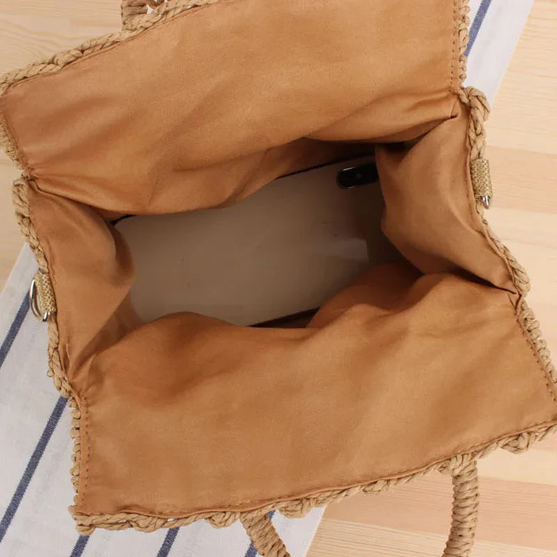 Elegant Straw Beach Bag - Handmade Bohemian Tote