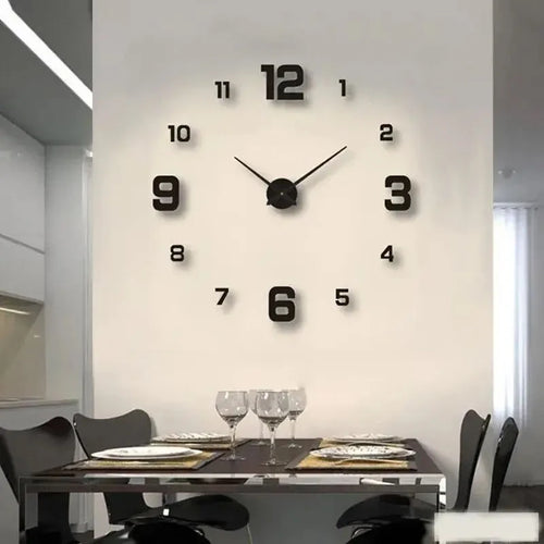 Frameless DIY Wall Clock - Modern silent clock in silver on a white wall